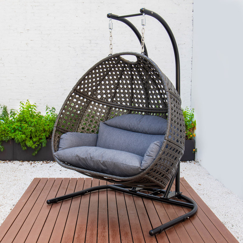 Balancelle double avec support Tallulah, Noir, 58.3, Marine