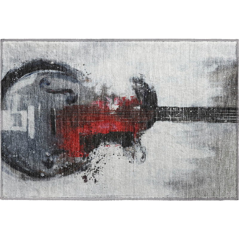 Premium Machine Washable Mayfield AMF2091 Music Rug, 1'8" x 2'6", Gray