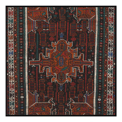 Tapis à motif oriental rouge / noir