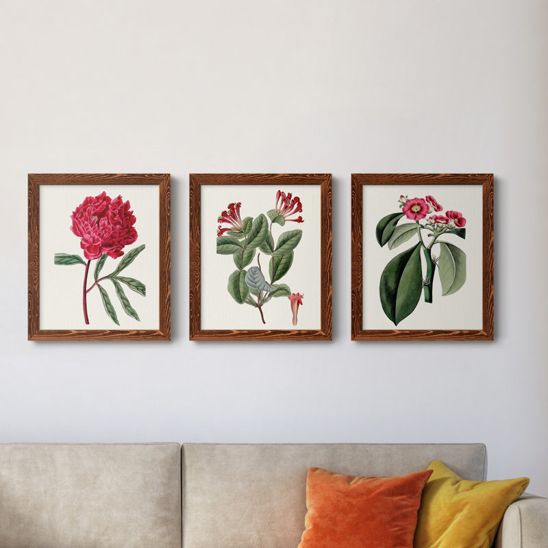 Ensemble de 3 peintures sur toile Roseat Blooms IV, H 24 po x l 36 po x P 1,5 po, Érable