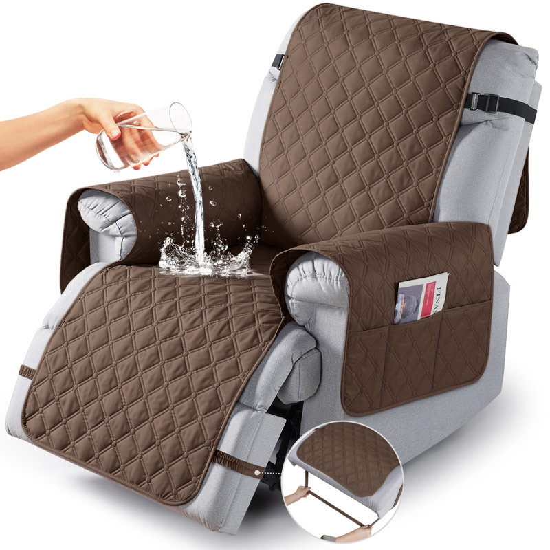 Wildee Waterproof Recliner Chair Cover Couch Covers With Pocket, Blown Microfiber