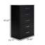 Commode 5 tiroirs Finny, noir mat, métal argenté, 46 po Finny