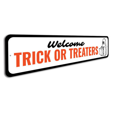 Trick or Treating Porch Aluminum Sign