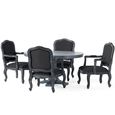 Deegan Fabric And Rubberwood Dining Set