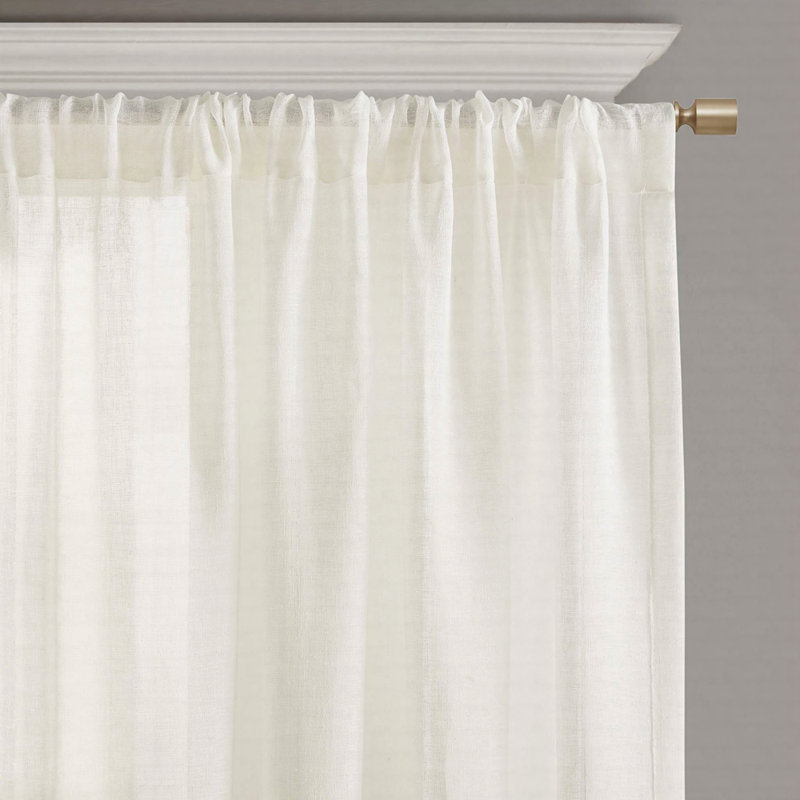 Hopa Semi Sheer Single Curtain Panel, White, 52" W x 84" L