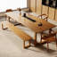 Table de salle à manger rectangulaire en bois massif brun-108225480