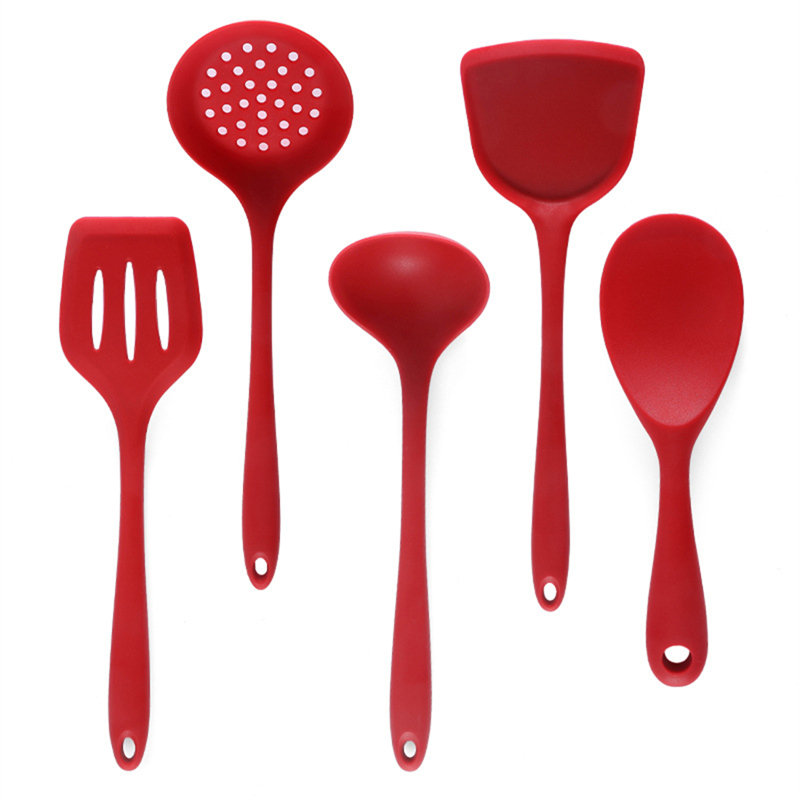 Ensemble d'ustensiles de cuisine en silicone - 5 pièces d'outils de cuisson résistants à la chaleur pour batterie de cuisine antiadhésive