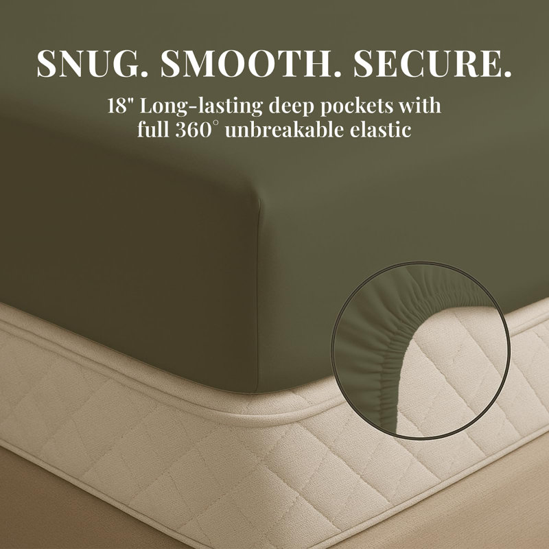 Premium Rayon From Bamboo Blend Sheet Set With Deep Pockets, Cooling and Breathable, Queen Sheet Set with 4 Pillowcases