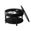 Table basse ronde avec rangement pour espace de vie, dimensions de 31,5 po, couvercle rabattable, tablette ouverte, pieds réglables, finition laquée, livres primaires noirs, corpulence, couleur-121070761