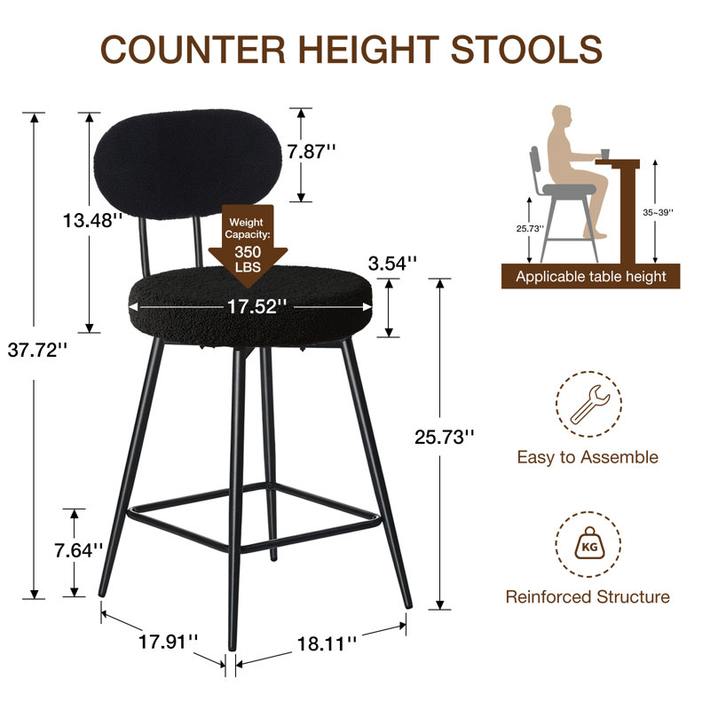 Tabourets de bar pivotants H 26 po à hauteur de comptoir avec repose-pieds réglables, 4, Noir