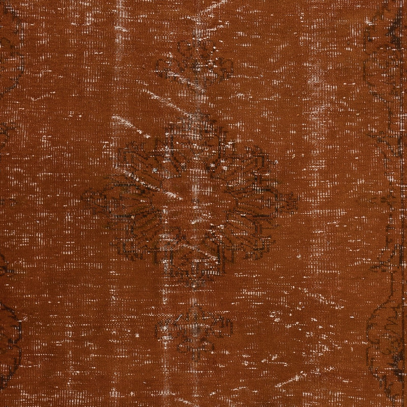 Tapis moderne 4,7 x 8 pi orange, tissé et noué à la main en Turquie