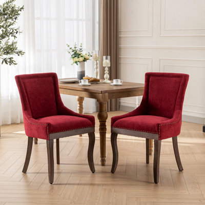 Kitchen Chairs Side Chair Dining Chair Set Of 2 Fabric Chairs With Neutrally Toned Solid Wood Legs