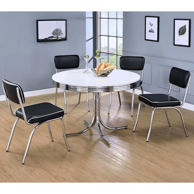Table de salle à manger ronde blanche de 42 po de largeur x 30 po de hauteur, polyvalente et élégante, 30 po x 42 po x 42 po, qui convient à la cuisine et aux espaces