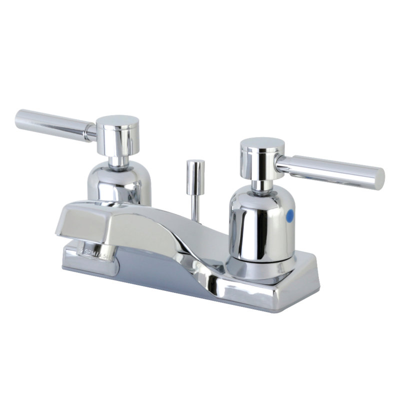 Kingston Brass Concord Two-Handle 3-Hole Deck Mount 4" Centerset Bathroom Faucet with Plastic Pop-Up