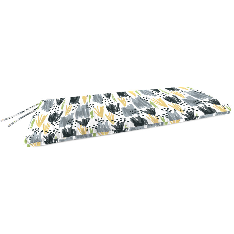 48" x 18" Outdoor Bench Cushion with Ties, Yellow/Black/Gray