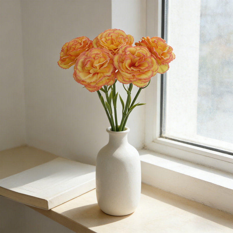  Faux fleurs artificielles pour la décoration de la maison Œillet artificiel bouquet de soie et mariage décoration de salon extérieur et bouquet de photos