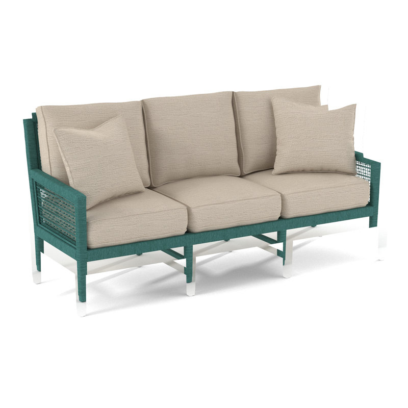 Pine Isle 76" Square Arm Sofa with Reversible Cushions, Vanilla Textured; 0805-91, Antique Frost White