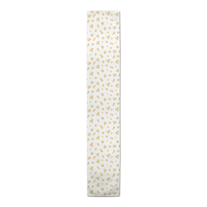 Floral Cotton Blend Table Runner, 72" L x 16" W, Yellow