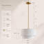 Luminaire suspendu de style campagne moderne à 2 niveaux avec lustre 19,6 po en tissu blanc pour chambre à coucher, salon, salle à manger, entrée