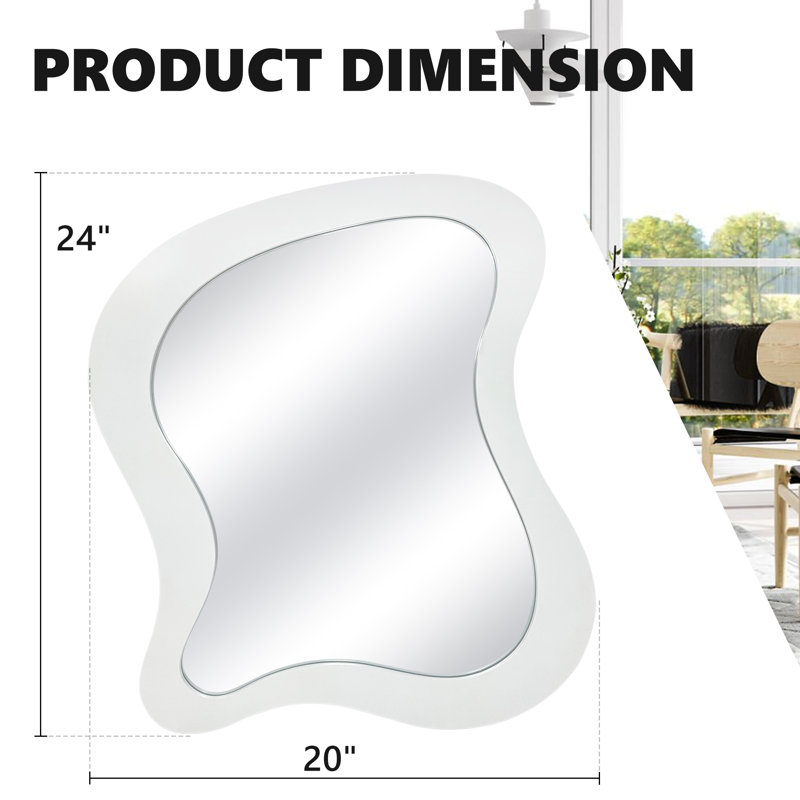Miroir mural, 24 po x 20 po, Blanc
