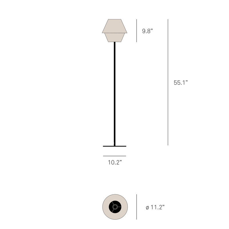 Hotel Floor Lamp, Natural White, Dimmable, Matte Black