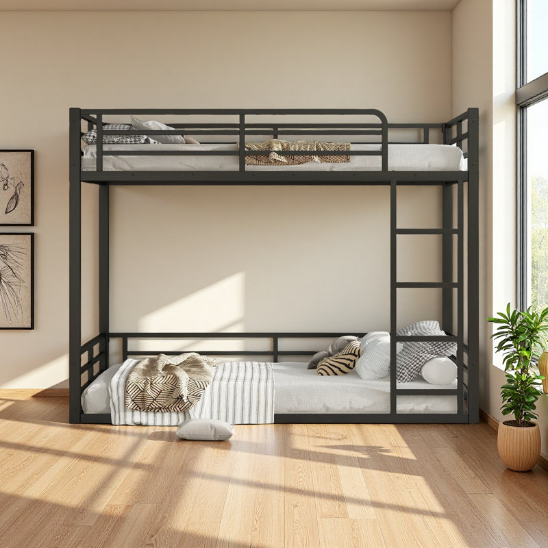 Metal Bunk Bed, Floor Bunk Bed, Full Over Full