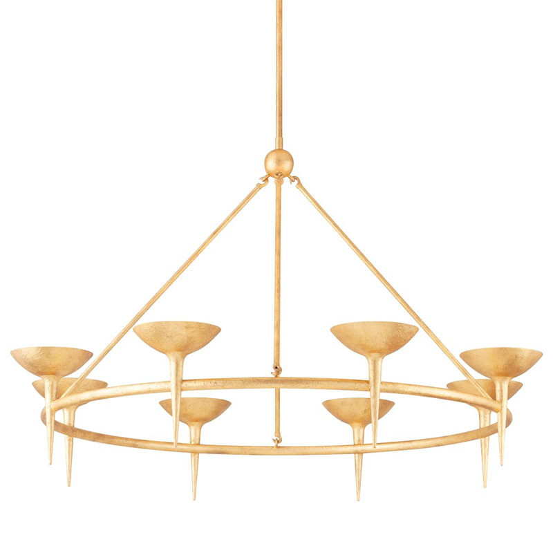 Lustre 8 lumières Cecilia, Feuille d'or rétro, 8 lumières