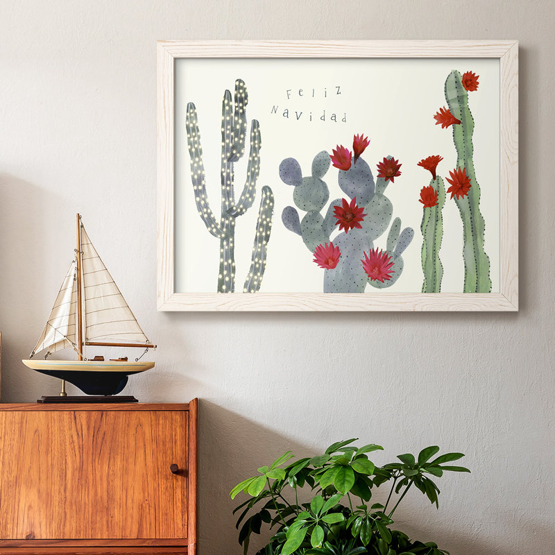 Collection de fleurs de cactus de Noël A, H 22 po x l 32 po x P 1,5 po, Blanc