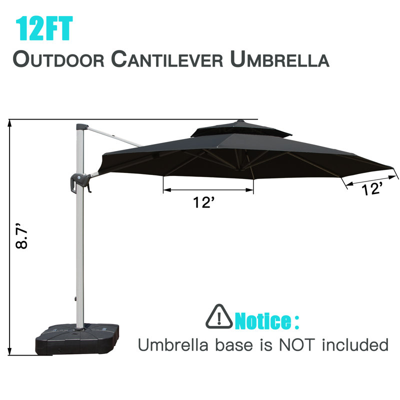 Parasol en porte-à-faux 137,8 po Jiaxian, Noir