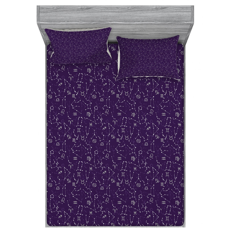 Microfiber Geometric Sheet Set, Queen Sheet Set with Fitted Sheet