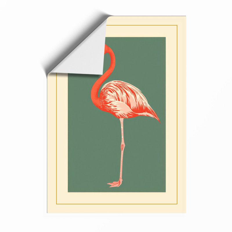 Poised Flamingo Botanical - Framed Print, A1 - 84.1 x 59.4 cm, Unframed