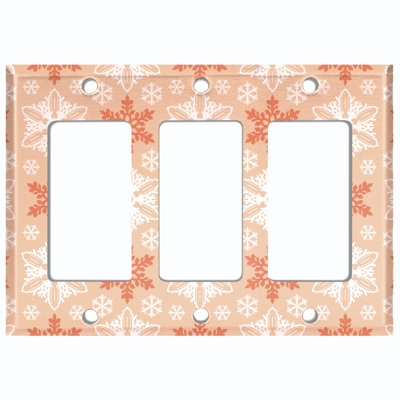 Christmas Ice Snow Fall Peach Pink 3 - Gang Toggle Light Switch Standard Wall Plate
