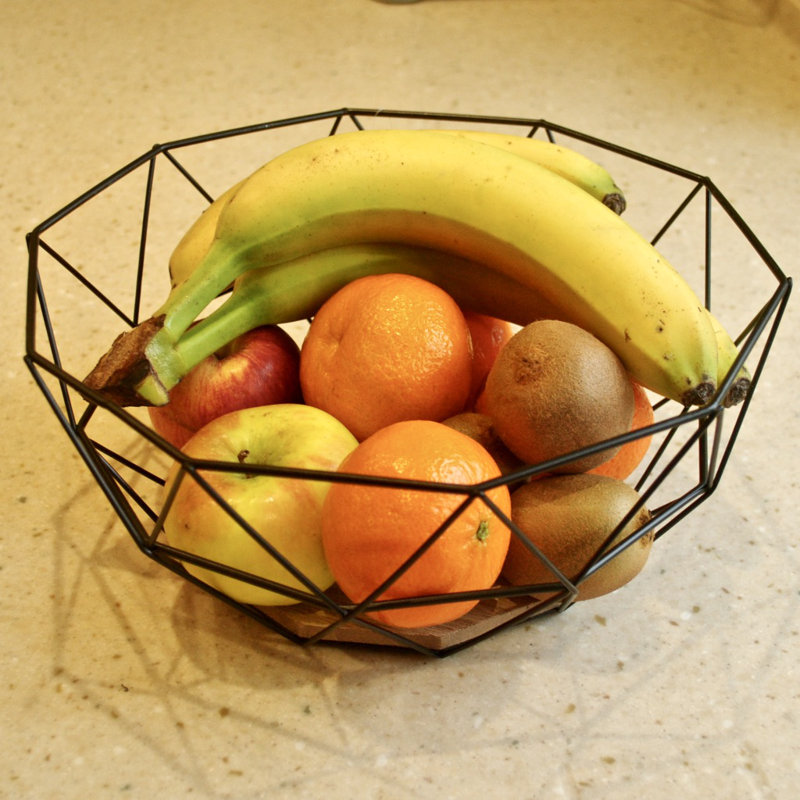 17 Stories Aasr Metal Fruit Basket, Black