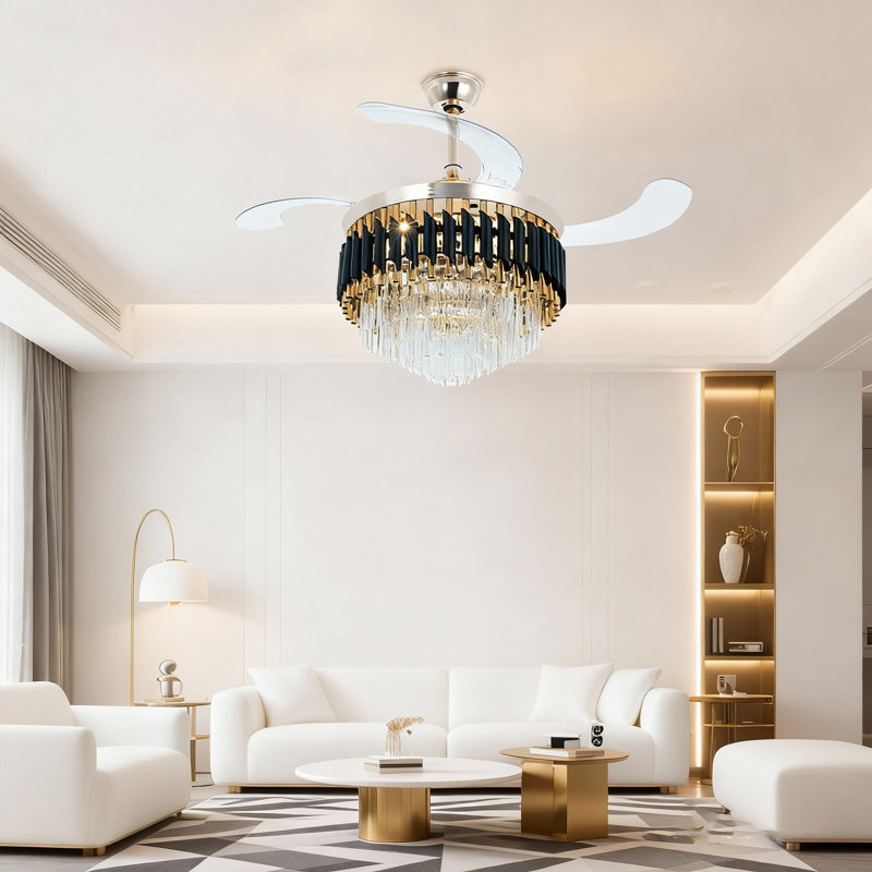 Ventilateur de plafond intelligent en cristal Smart, adapté à de multiples scènes avec DEL