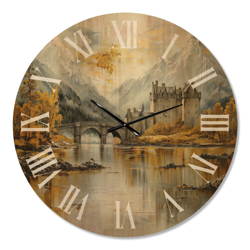 Horloge murale surdimensionnée en bois - Château d'Eilean Donan en Écosse I, Oversized