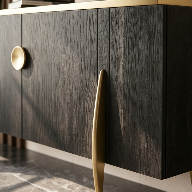 Simple Wooden Black Large Storage Sideboard