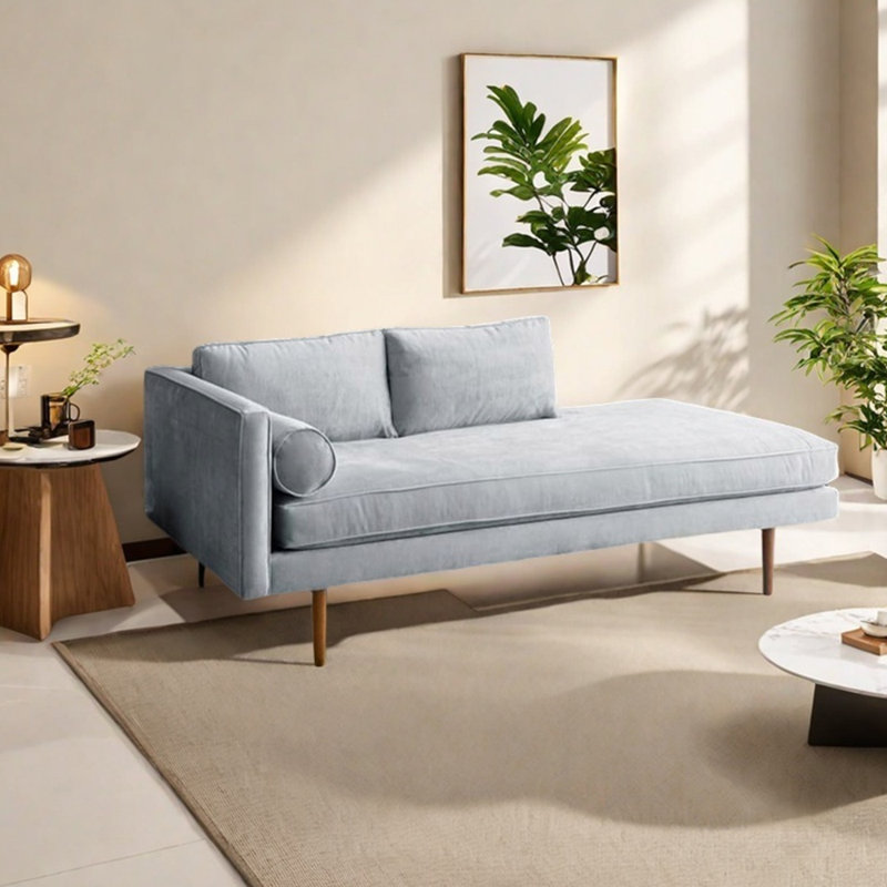 Fauteuil en velours léger et luxueux, Orienté à gauche (vu de face), Gris clair