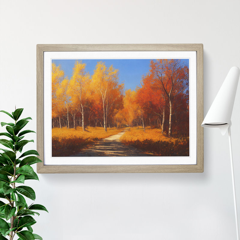 Blooming Autumn Forest 1 Piece Single Picture Frame Wall Art, 34cm H x 46cm W x 2cm D, Oak