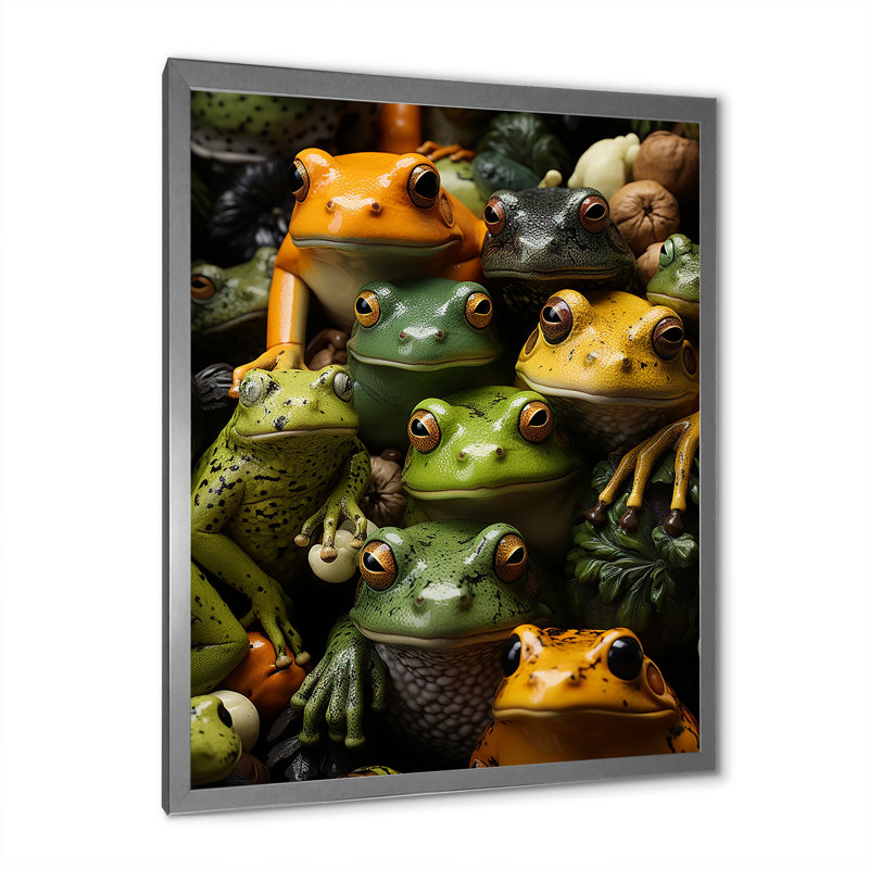 Toads Family, reproduction d'art sur toile, H 32 po x l 24 po x P 1 po, Encadrement argenté