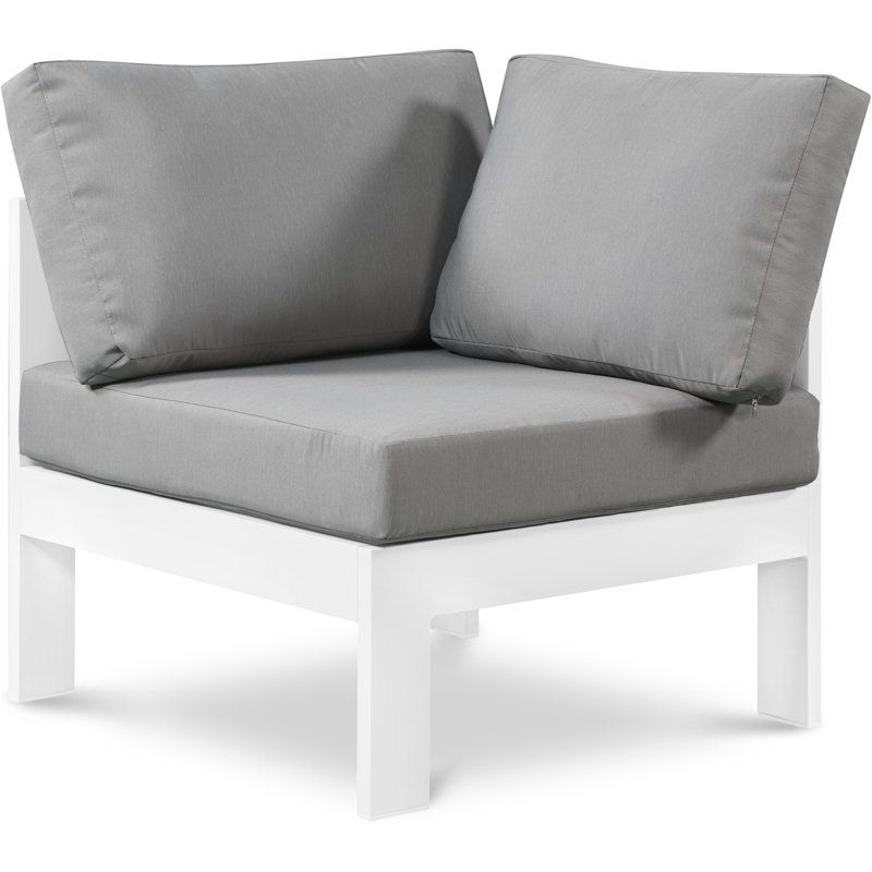 Chaise de patio avec coussins Lajoy, gris, Blanc