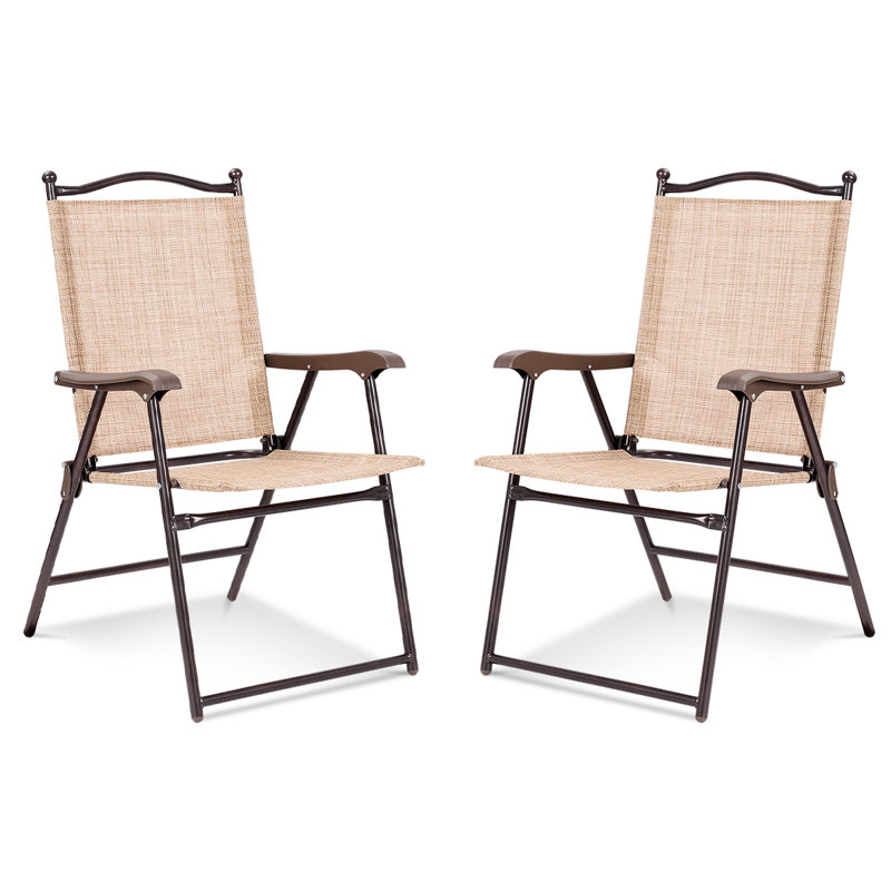 Chaises de camping pliables en tissu de patio Red Barrel Studio®, Beige