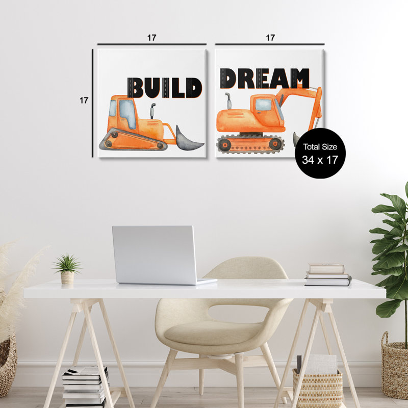 Ensemble de 2 véhicules de construction «Build & Dream», conception par Kim Allen