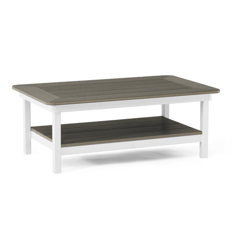 Table basse 44 po x 27 po, blanche, Plateau gris / base blanche