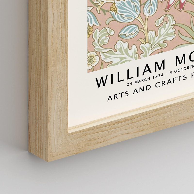 Motif de tapisserie florale, encadré sur papier, 4 pièces par William Morris, Naturel, H 10 po x l 8 po