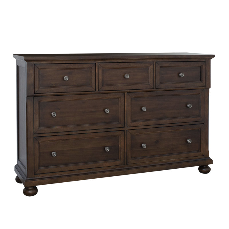 Commode double en bois massif à 7 tiroirs l 65 po Perkin