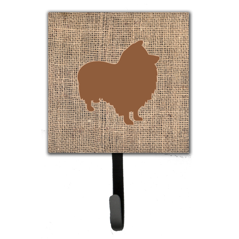 Porte-laisse et crochet mural Sheltie, Toile de jute / brun
