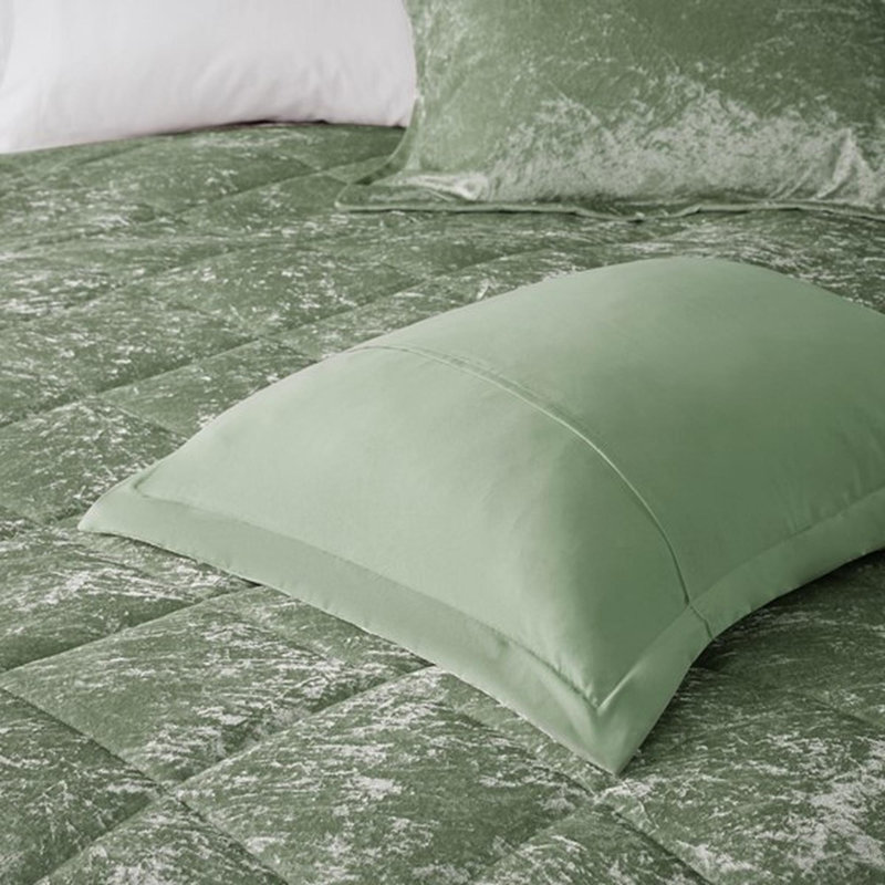 Ensemble d'édredon en velours 4 pièces, Édredon double + 3 pièces supplémentaires, Vert