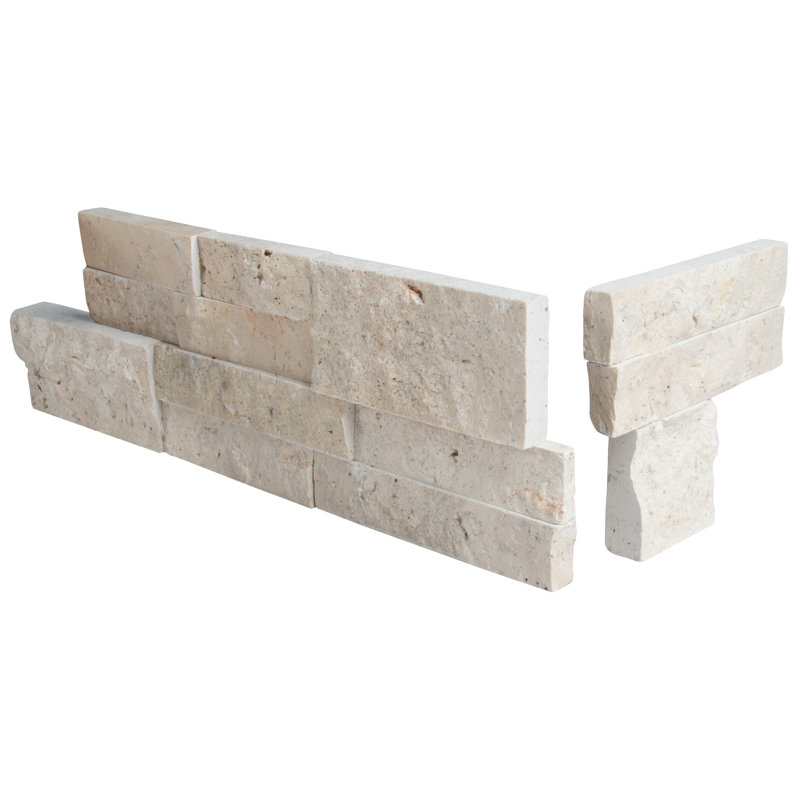Stonecrest 6 in. x 18 in. Split Face Natural Stone Ledger Corner Wall Tile, Casella Cream