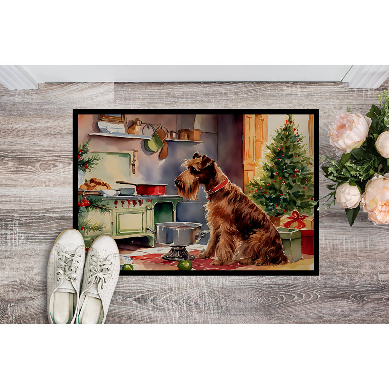 Paillasson Irish Terrier Christmas Cookies DAC3818, L 24 po x L 36 po
