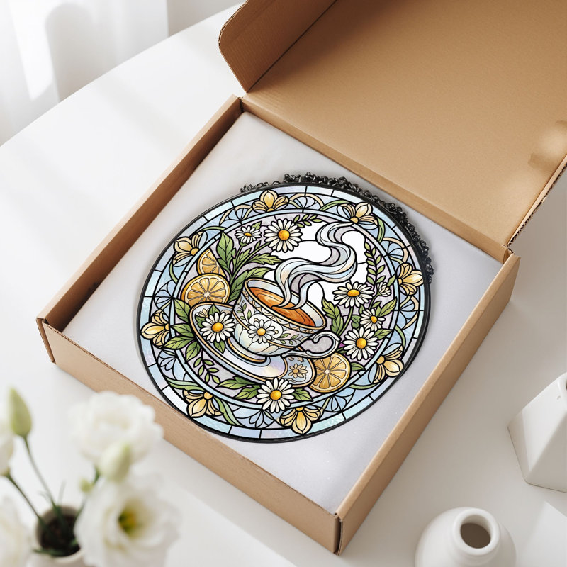 Panneau de vitrail en verre coloré, 7,8 heures, H 7,8 po